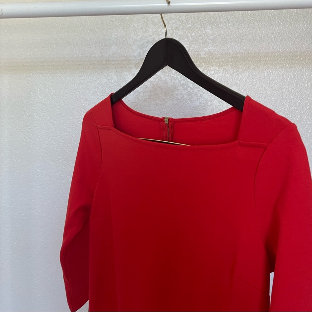 SOLD❗️ Classic square neck ruffle long sleeve red dress
